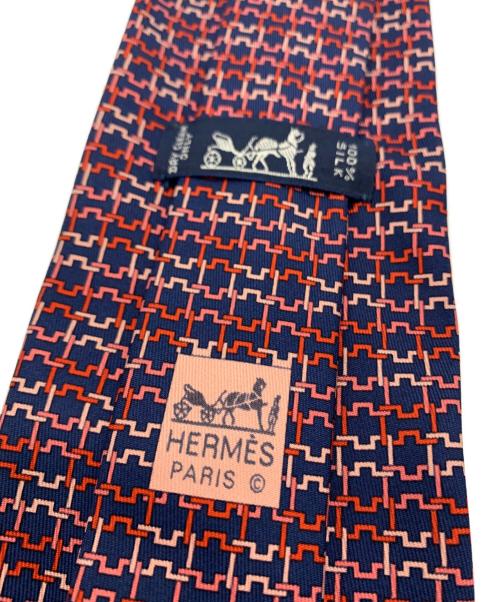 HERMES（エルメス）HERMES (エルメス) ネクタイ ネイビー×ピンク サイズ:表記無しの古着・服飾アイテム