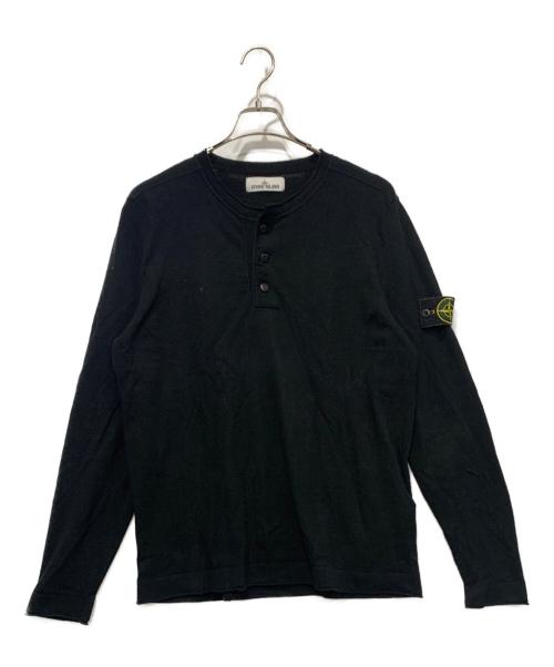 STONE ISLAND（ストーンアイランド）STONE ISLAND (ストーンアイランド) ヘンリーネックカットソー ブラック サイズ:SIZE Lの古着・服飾アイテム