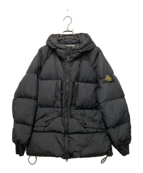 STONE ISLAND（ストーンアイランド）STONE ISLAND (ストーンアイランド) ガーメントダイナイロンレップスフーデッドダウンジャケット ブラック サイズ:Ｌの古着・服飾アイテム