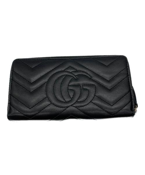 GUCCI（グッチ）GUCCI (グッチ) GGマーモント　ジップアラウンドウォレット ブラックの古着・服飾アイテム