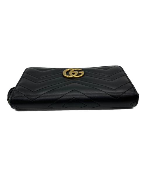 GUCCI（グッチ）GUCCI (グッチ) GGマーモント　ジップアラウンドウォレット ブラックの古着・服飾アイテム
