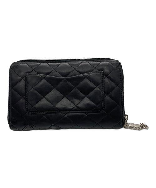 CHANEL（シャネル）CHANEL (シャネル) ラウンドファスナー財布 ブラックの古着・服飾アイテム