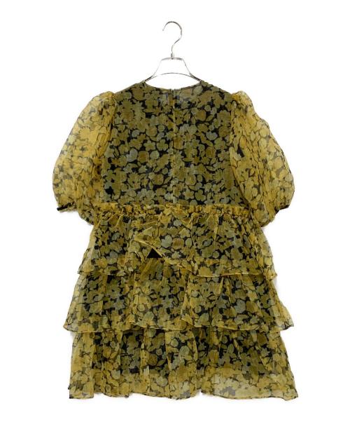 GANNI（ガニー）GANNI (ガニー) 半袖ワンピース ブラック×イエロー サイズ:SIZE 34の古着・服飾アイテム