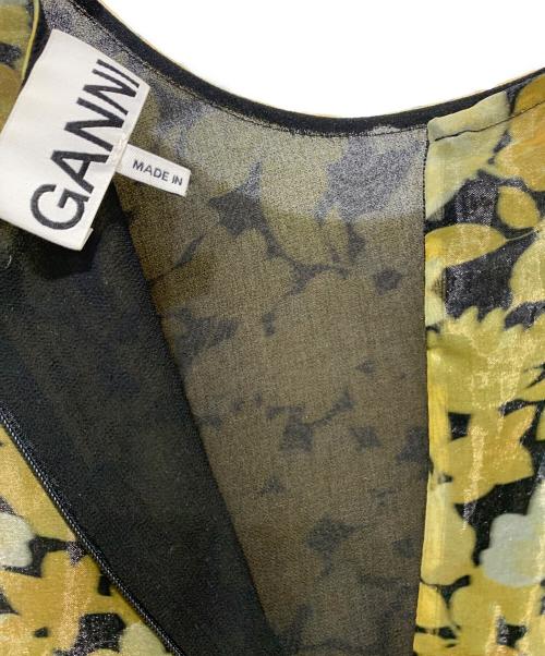 GANNI（ガニー）GANNI (ガニー) 半袖ワンピース ブラック×イエロー サイズ:SIZE 34の古着・服飾アイテム