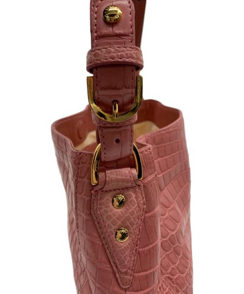LEATHER JEWELS BY Crystal Reptiles（レザージュエルズ バイ クリスタルレプティルズ）LEATHER JEWELS BY Crystal Reptiles (レザージュエルズ バイ クリスタルレプティルズ) ハンドバッグ ピンクの古着・服飾アイテム
