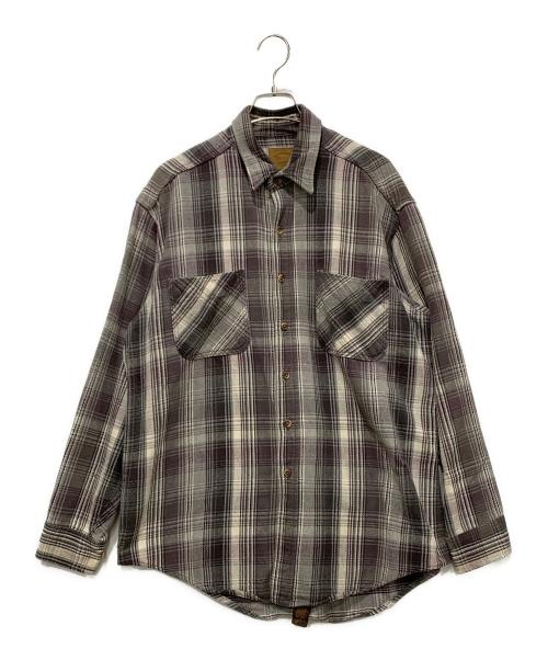 ST JOHN'S BAY（セントジョンズベイ）ST JOHN'S BAY (セントジョンズベイ) 長袖シャツ グレー×パープル サイズ:Freeの古着・服飾アイテム