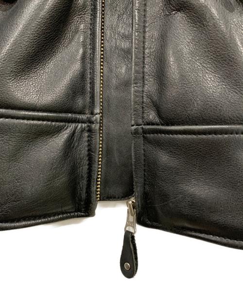 HARLEY-DAVIDSON（ハーレーダビッドソン）HARLEY-DAVIDSON (ハーレーダビッドソン) ファイヤーパターン刺繍レザージャケット ブラック サイズ:Lの古着・服飾アイテム