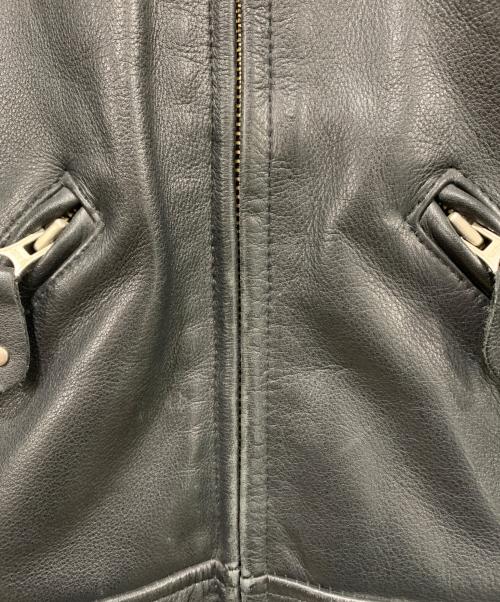 HARLEY-DAVIDSON（ハーレーダビッドソン）HARLEY-DAVIDSON (ハーレーダビッドソン) ファイヤーパターン刺繍レザージャケット ブラック サイズ:Lの古着・服飾アイテム