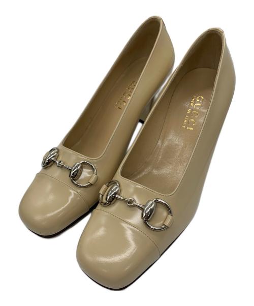 GUCCI（グッチ）GUCCI (グッチ) スクエアトゥーパンプス ベージュ サイズ:SIZE 37Cの古着・服飾アイテム