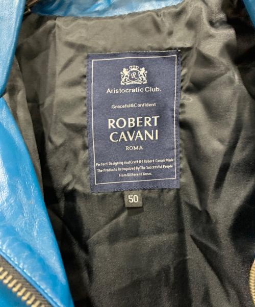 ROBERT CAVANI（ロベルトカバーニ）ROBERT CAVANI (ロベルトカバーニ) ラムレザージャケット ブルー サイズ:SIZE 50の古着・服飾アイテム