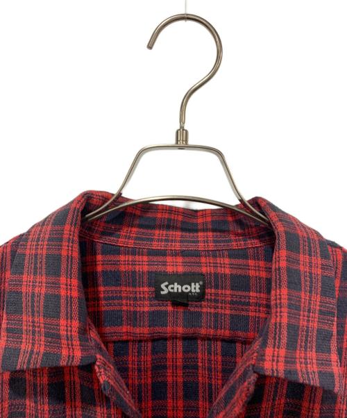 Schott（ショット）Schott (ショット) 長袖シャツ レッド×ネイビー サイズ:Ｍの古着・服飾アイテム