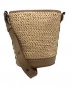 maison kitsuneメゾンキツネ）の古着「RAFFIA AND LEATHER BUCKET BAG」｜ブラウン×ナチュラル