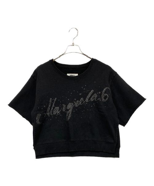 MM6 Maison Margiela（エムエムシックスメゾンマルジェラ）MM6 Maison Margiela (エムエムシックスメゾンマルジェラ) クリッターロゴ半袖スウェット ブラック サイズ:SIZE Sの古着・服飾アイテム