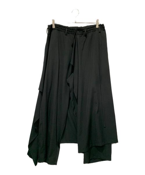 GROUND Y（グラウンドワイ）GROUND Y (グラウンドワイ) WOOL GABARDINE BOUND SKIRT PANTS ブラック サイズ:SIZE 3の古着・服飾アイテム