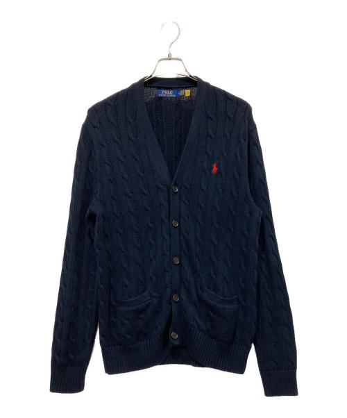 POLO RALPH LAUREN（ポロ・ラルフローレン）POLO RALPH LAUREN (ポロ・ラルフローレン) ケーブルニットカーディガン ネイビー サイズ:SIZE Mの古着・服飾アイテム