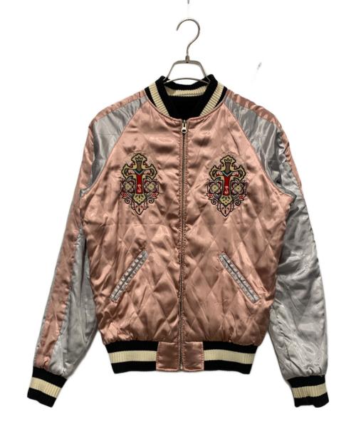 SWAGGER（スワッガー）SWAGGER (スワッガー) ベロアリバーシブルスタジャン ピンク×ブラック サイズ:SIZE Lの古着・服飾アイテム
