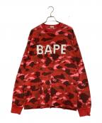 BAPE BY A BATHING APEベイプバイアベイシングエイプ）の古着「長袖カットソー」｜レッド