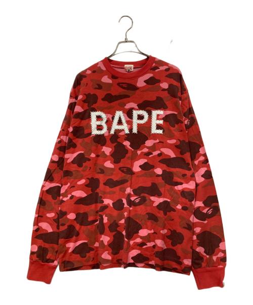 BAPE BY A BATHING APE（ベイプバイアベイシングエイプ）BAPE BY A BATHING APE (ベイプバイアベイシングエイプ) 長袖カットソー レッド サイズ:Lの古着・服飾アイテム