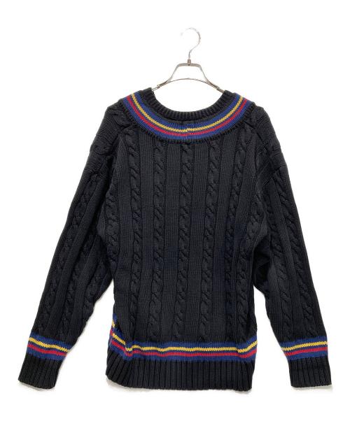 GAP（ギャップ）GAP (ギャップ) ケーブルニット 00S ブラック×ネイビー サイズ:SIZE XLの古着・服飾アイテム
