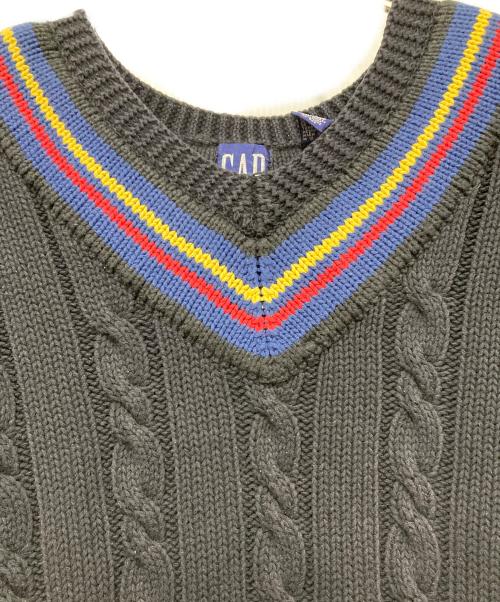 GAP（ギャップ）GAP (ギャップ) ケーブルニット 00S ブラック×ネイビー サイズ:SIZE XLの古着・服飾アイテム