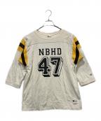 Champion×NEIGHBORHOODチャンピオン×ネイバーフッド）の古着「7分袖カットソー」｜ホワイト×イエロー