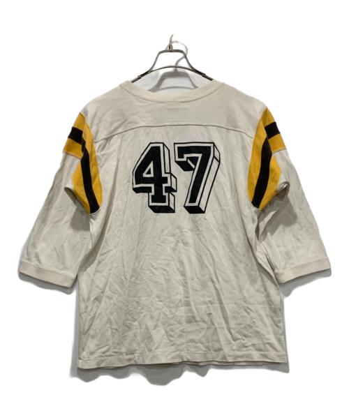 Champion（チャンピオン）Champion (チャンピオン) NEIGHBORHOOD (ネイバーフッド) 7分袖カットソー ホワイト×イエロー サイズ:SIZE Lの古着・服飾アイテム