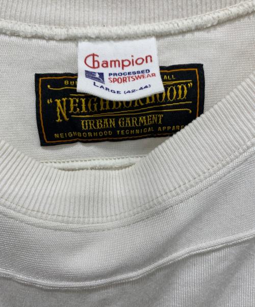 Champion（チャンピオン）Champion (チャンピオン) NEIGHBORHOOD (ネイバーフッド) 7分袖カットソー ホワイト×イエロー サイズ:SIZE Lの古着・服飾アイテム