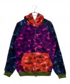 BAPE BY A BATHING APEベイプバイアベイシングエイプ）の古着「ジップパーカー」｜ネイビー×レッド×パープル