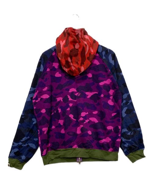 BAPE BY A BATHING APE（ベイプバイアベイシングエイプ）BAPE BY A BATHING APE (ベイプバイアベイシングエイプ) ジップパーカー ネイビー×レッド×パープル サイズ:SIZE Lの古着・服飾アイテム