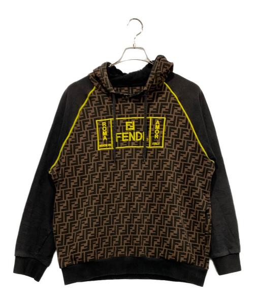 FENDI（フェンディ）FENDI (フェンディ) プルオーバーパーカー ブラウン×ブラック サイズ:SIZE XLの古着・服飾アイテム