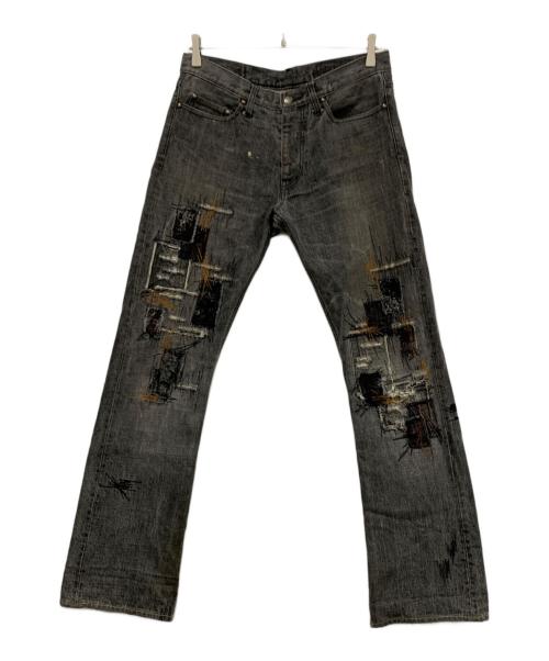 JELADO（ジェラード）JELADO (ジェラード) ダメージ加工クラッシュパッチワークリメイクストレート ブラック サイズ:SIZE 3の古着・服飾アイテム