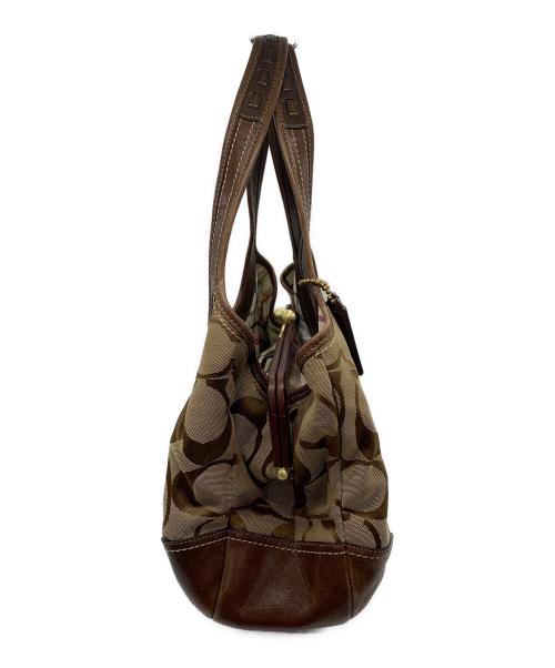 COACH（コーチ）COACH (コーチ) エルゴ シグネチャー プリーツ フレーム サッチェル ブラウンの古着・服飾アイテム