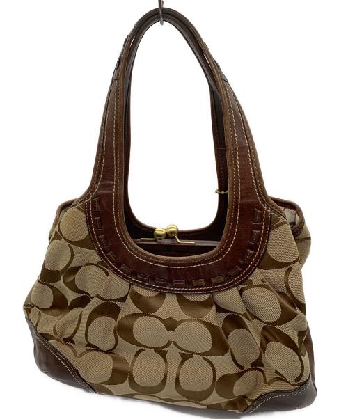 COACH（コーチ）COACH (コーチ) エルゴ シグネチャー プリーツ フレーム サッチェル ブラウンの古着・服飾アイテム