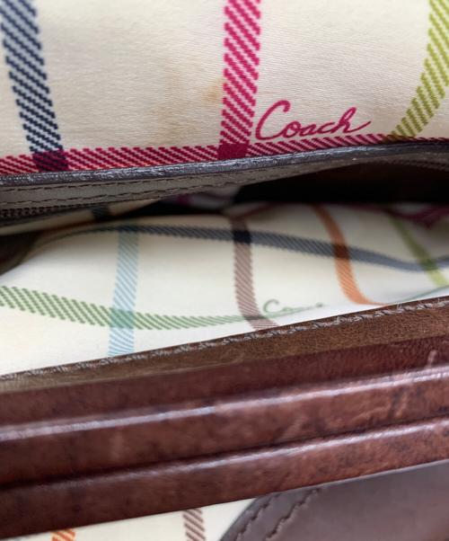 COACH（コーチ）COACH (コーチ) エルゴ シグネチャー プリーツ フレーム サッチェル ブラウンの古着・服飾アイテム