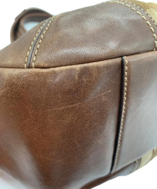 COACH（コーチ）COACH (コーチ) エルゴ シグネチャー プリーツ フレーム サッチェル ブラウンの古着・服飾アイテム