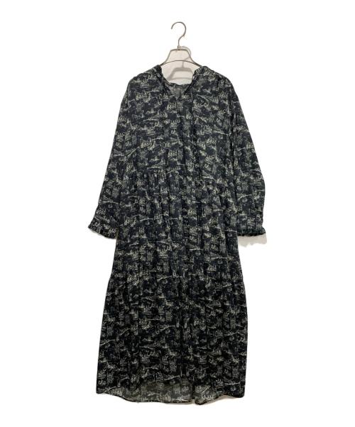 23区（ニジュウサンク）23区 (ニジュウサンク) 長袖ワンピース ブラック×ホワイト サイズ:SIZE 38の古着・服飾アイテム