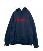 SUPREMEシュプリーム）の古着「EMBROIDERED SCRIPT HOODED」｜ネイビー