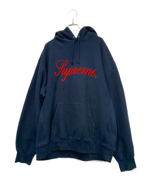 SUPREME（シュプリーム）SUPREME (シュプリーム) EMBROIDERED SCRIPT HOODED ネイビー サイズ:SIZE XLの古着・服飾アイテム