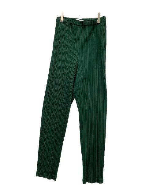PLEATS PLEASE（プリーツプリーズ）PLEATS PLEASE (プリーツプリーズ) プリーツパンツ グリーン サイズ:5の古着・服飾アイテム