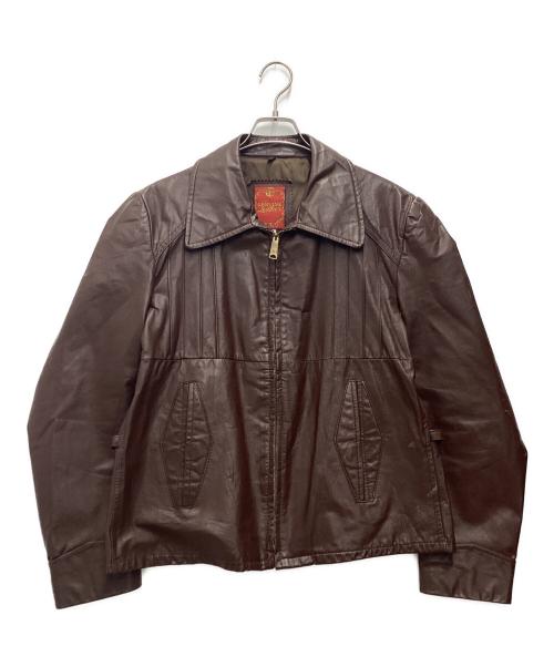 -（-）- (-) レザージャケット TALONジップ/デカ五角形/60S～/VINTAGE ブラウン サイズ:SIZE L(42)の古着・服飾アイテム