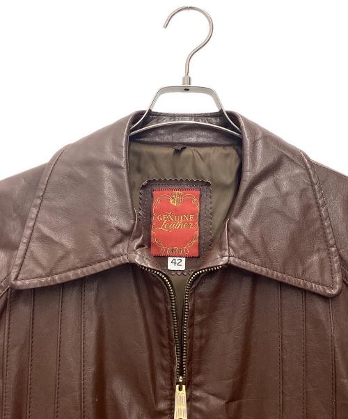 -（-）- (-) レザージャケット TALONジップ/デカ五角形/60S～/VINTAGE ブラウン サイズ:SIZE L(42)の古着・服飾アイテム