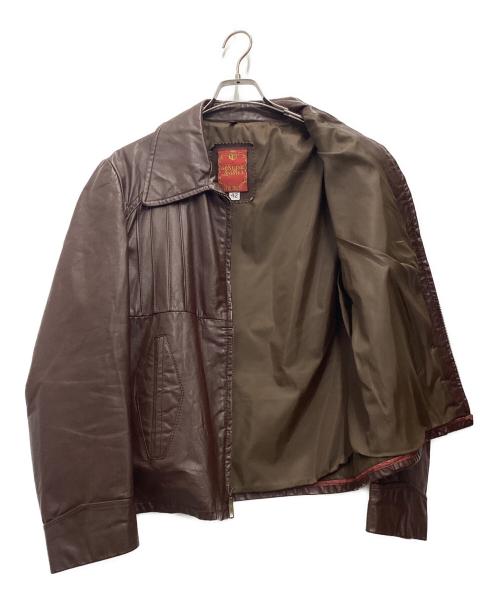 -（-）- (-) レザージャケット TALONジップ/デカ五角形/60S～/VINTAGE ブラウン サイズ:SIZE L(42)の古着・服飾アイテム