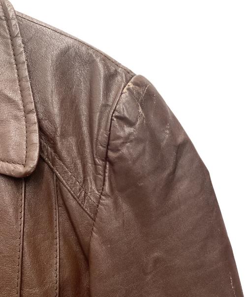 -（-）- (-) レザージャケット TALONジップ/デカ五角形/60S～/VINTAGE ブラウン サイズ:SIZE L(42)の古着・服飾アイテム