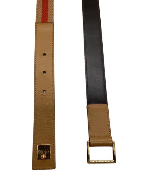 GUCCI（グッチ）GUCCI (グッチ) レザーベルト ベージュ×ダークブラウンの古着・服飾アイテム