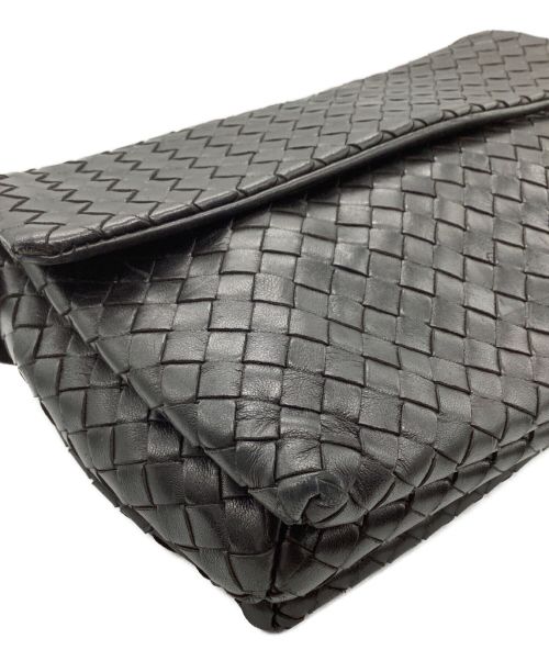BOTTEGA VENETA（ボッテガベネタ）BOTTEGA VENETA (ボッテガベネタ) フラップショルダーバッグ ブラックの古着・服飾アイテム