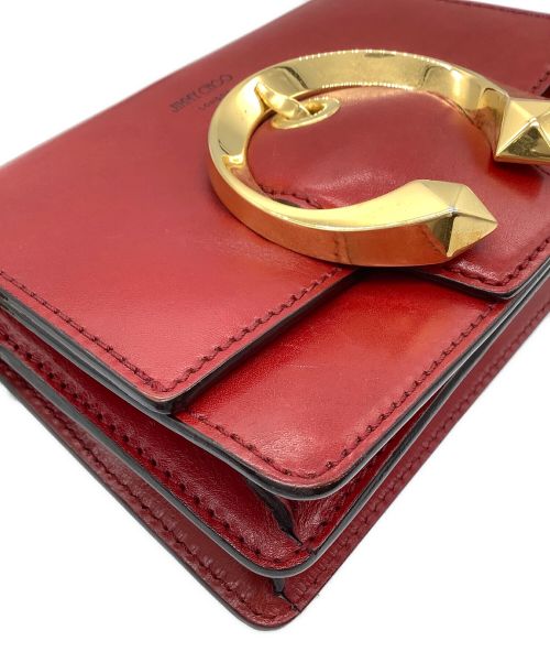 JIMMY CHOO（ジミーチュウ）JIMMY CHOO (ジミーチュウ) マデリンショルダーバッグS レッド×ゴールドの古着・服飾アイテム