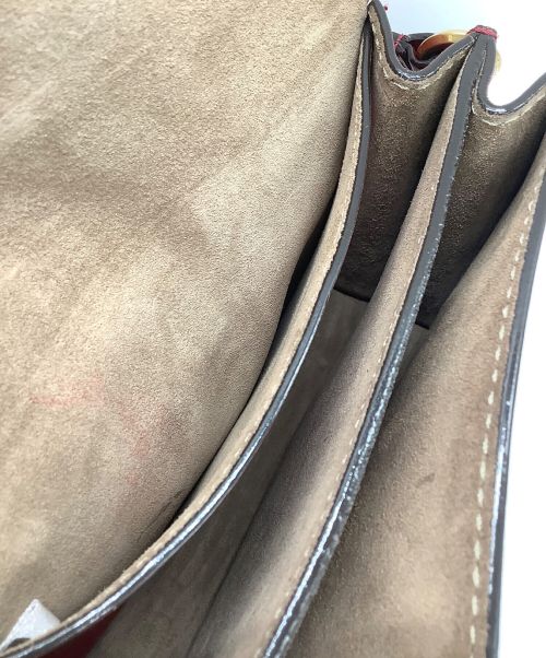 JIMMY CHOO（ジミーチュウ）JIMMY CHOO (ジミーチュウ) マデリンショルダーバッグS レッド×ゴールドの古着・服飾アイテム