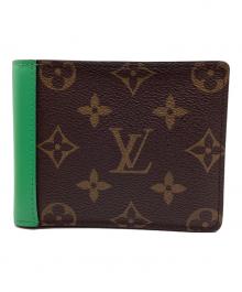 LOUIS VUITTON（ルイ ヴィトン）の古着「ポルトフォイユ ミュルティプル モノグラム マカサー」｜ブラウン×グリーン