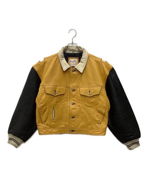 DIESEL SPORT（ディーゼルスポーツ）DIESEL SPORT (ディーゼルスポーツ) レザージャケット　	古着 マスタード×ブラック サイズ:SIZE Mの古着・服飾アイテム