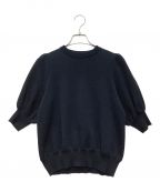 YORIヨリ）の古着「コットンパフスリーブニット」｜ネイビー